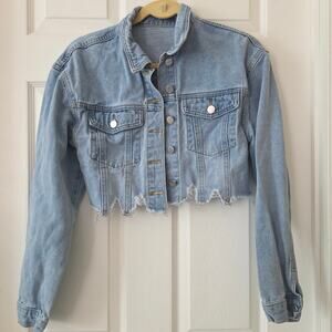 SHEIN Crop Distressed Jean Jacket Women's Size XS